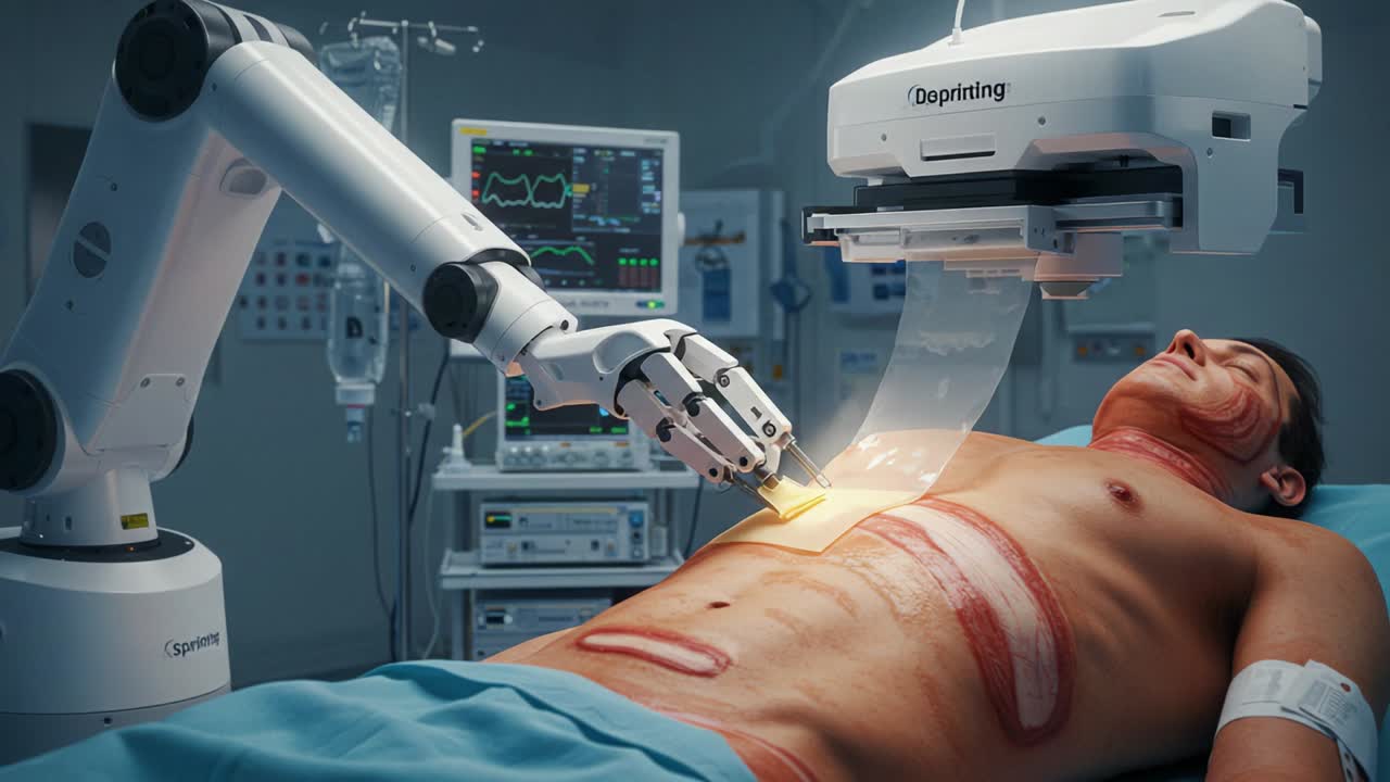 Revolutionizing Surgery: A Robotic Arm Executes Precision Tasks in a Medical Setting, Enhancing Patient Care Through Advanced Technology and Minimally Invasive Techniques