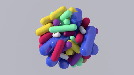 formas geométricas coloridas y brillantes, fondo gris. animación abstracta, renderizado en 3d.