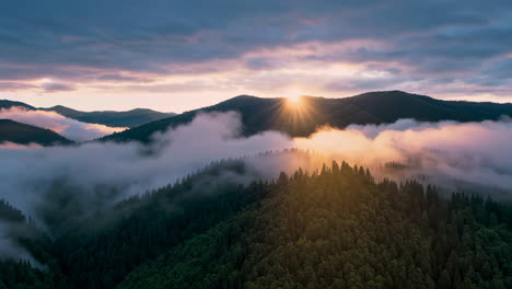 misty mountain sunset