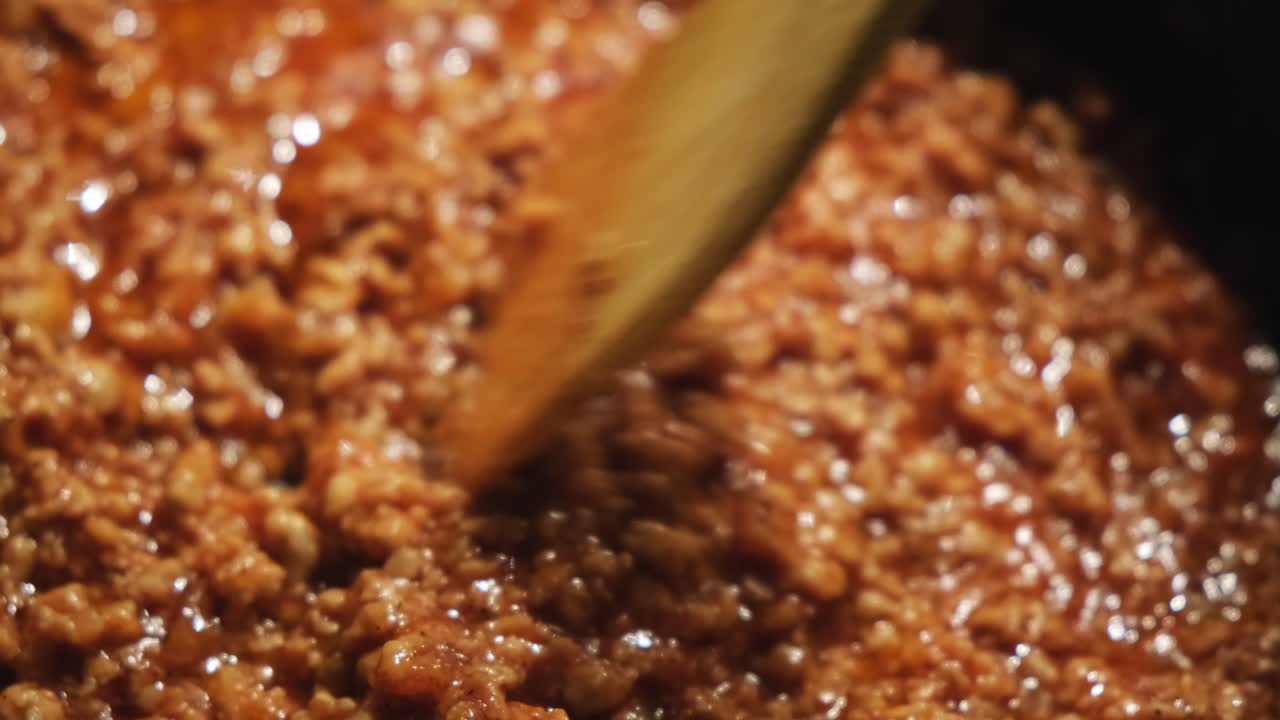 Cooking pork in a pan