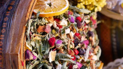 assorted dried herbs and fruits