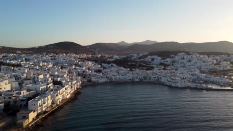 aerial footage of the charming naoussa village on the island of paros, greece