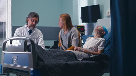 family visiting a child in hospital