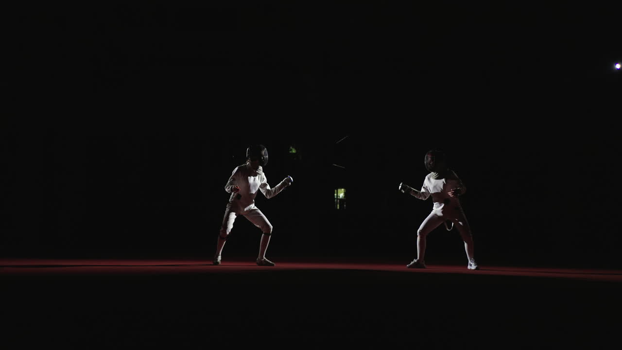 Two Fencers Compete in a Match