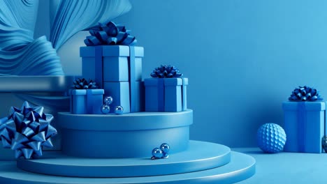 blue gift boxes display