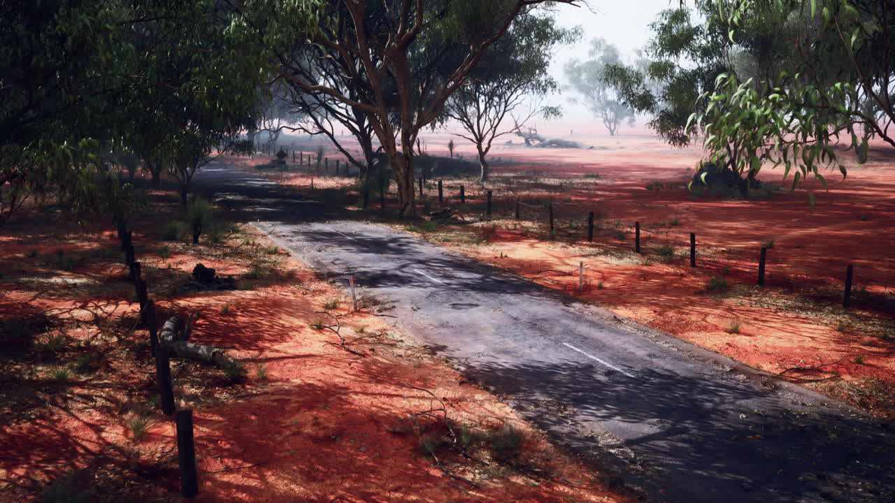 un camino polvoriento serpentea a través del interior de australia