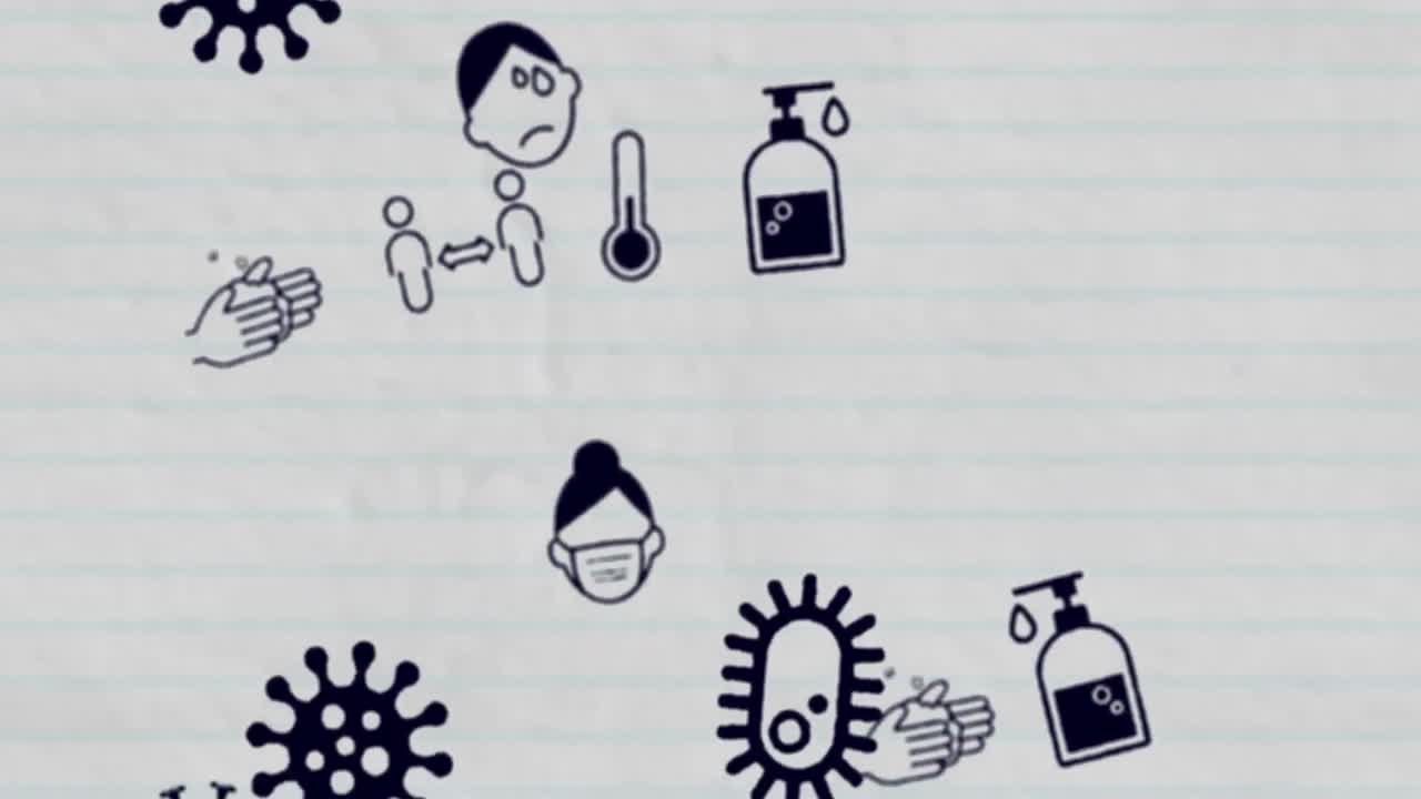 iconos del concepto de coronavirus contra fondos cambiantes