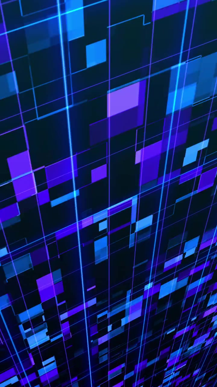 Abstract Digital Background with Moving Blue and Purple Geometric Squares