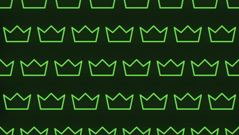 glowing neon green crown pattern on black background