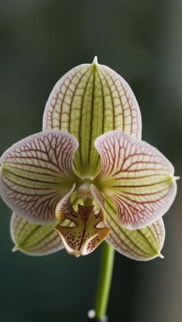 close-up of a striped orchid flower