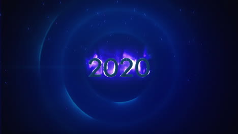 파란색 바탕에 불타는 2020년