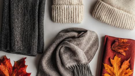 accesorios acogedores de otoño con bufandas y sombreros de punto