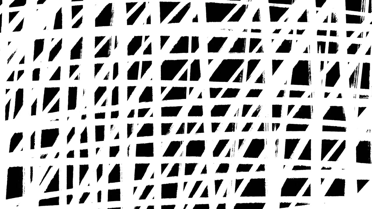 Animated Abstract White Brush Stroke Grid Pattern on Black Background