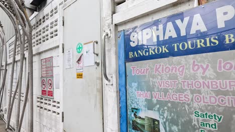 alleyway with architectural decor and signs