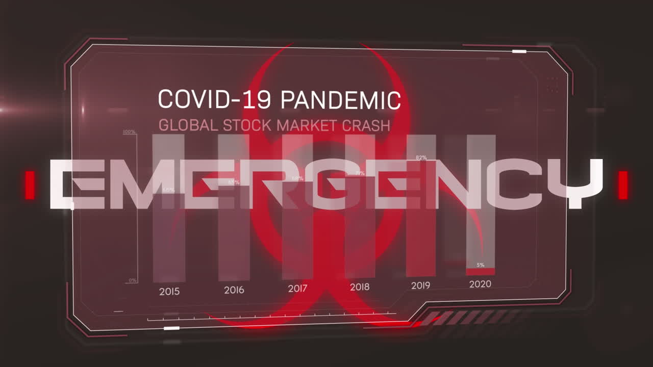 animación del texto de emergencia sobre las estadísticas en fondo negro