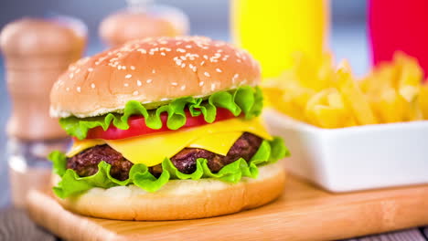 tasty and appetizing hamburger cheeseburger