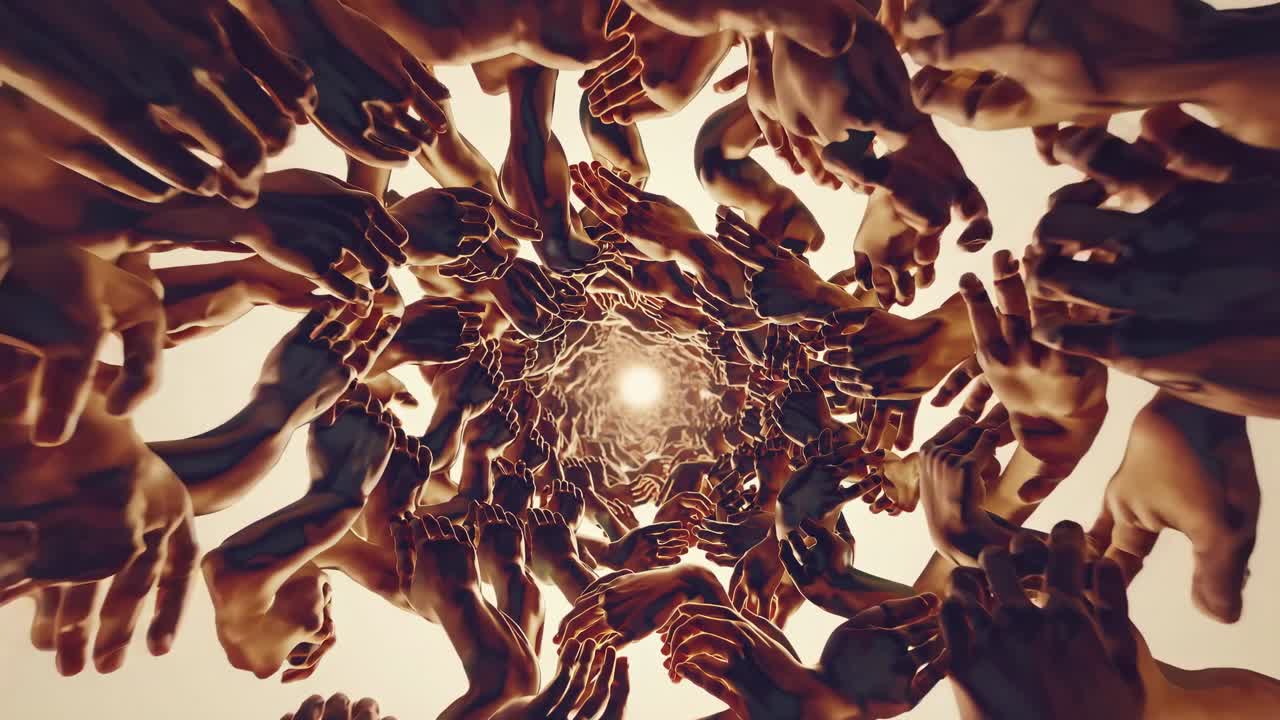 Surreal Artistic Hands Reaching Into Light