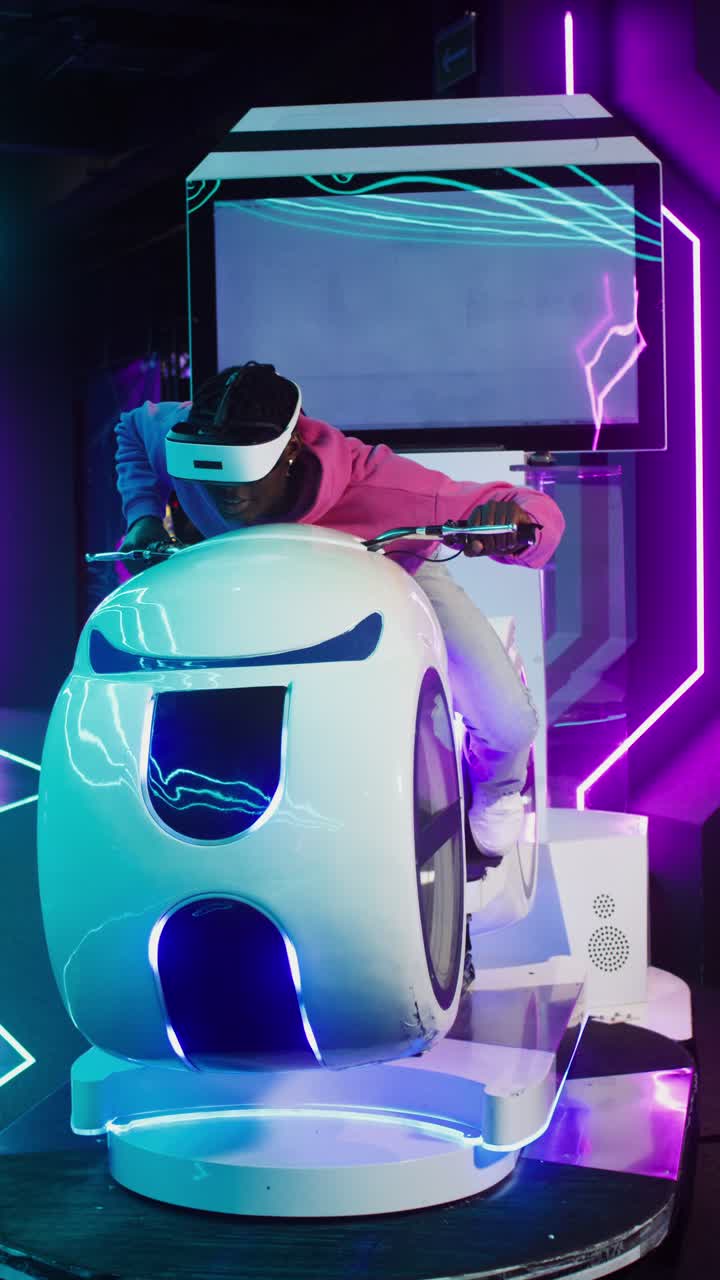 Man using virtual reality simulator