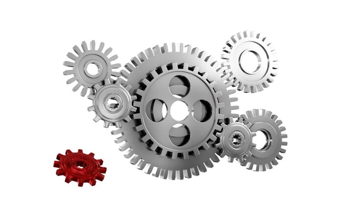 Industrial video background with gears. 3d animation.