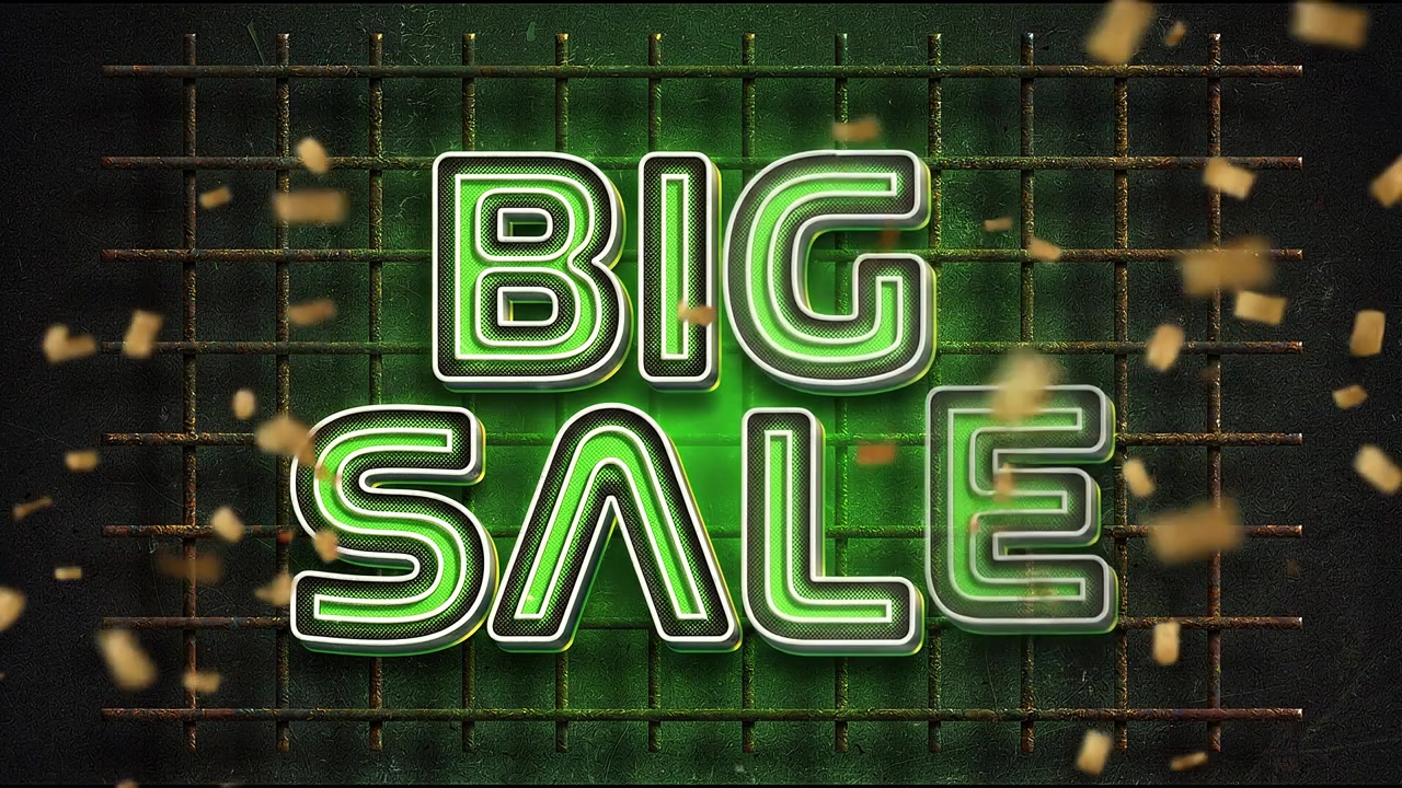 Big Sale Neon Marketing Animation with Digital Sign Effect