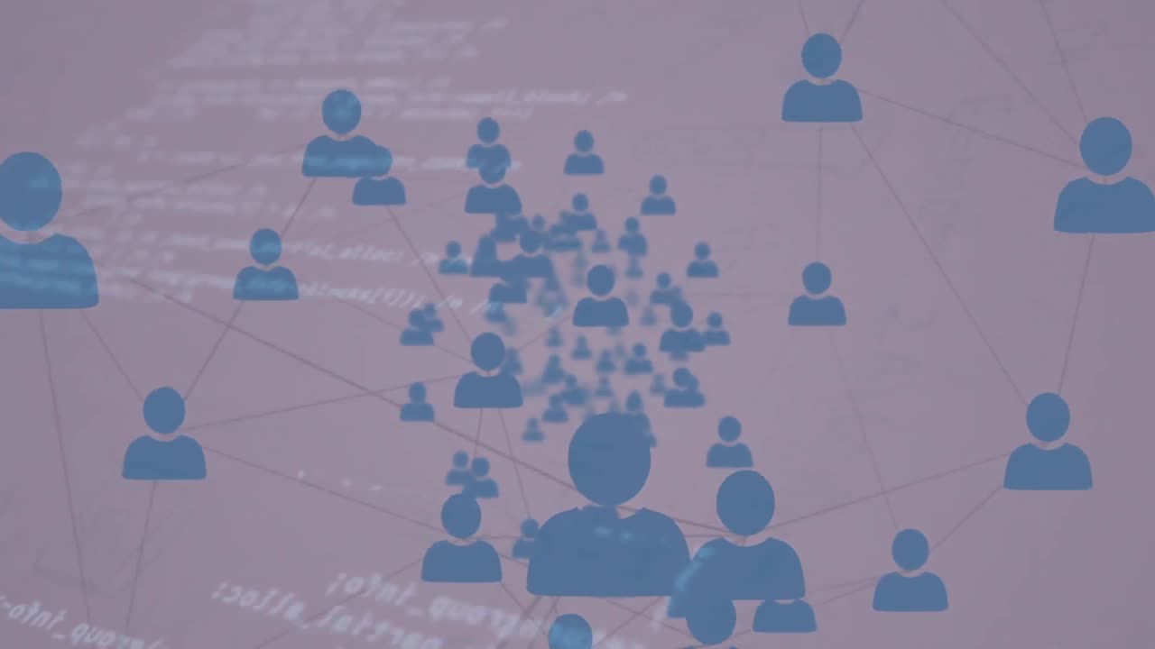 Animation of network of connections with data processing