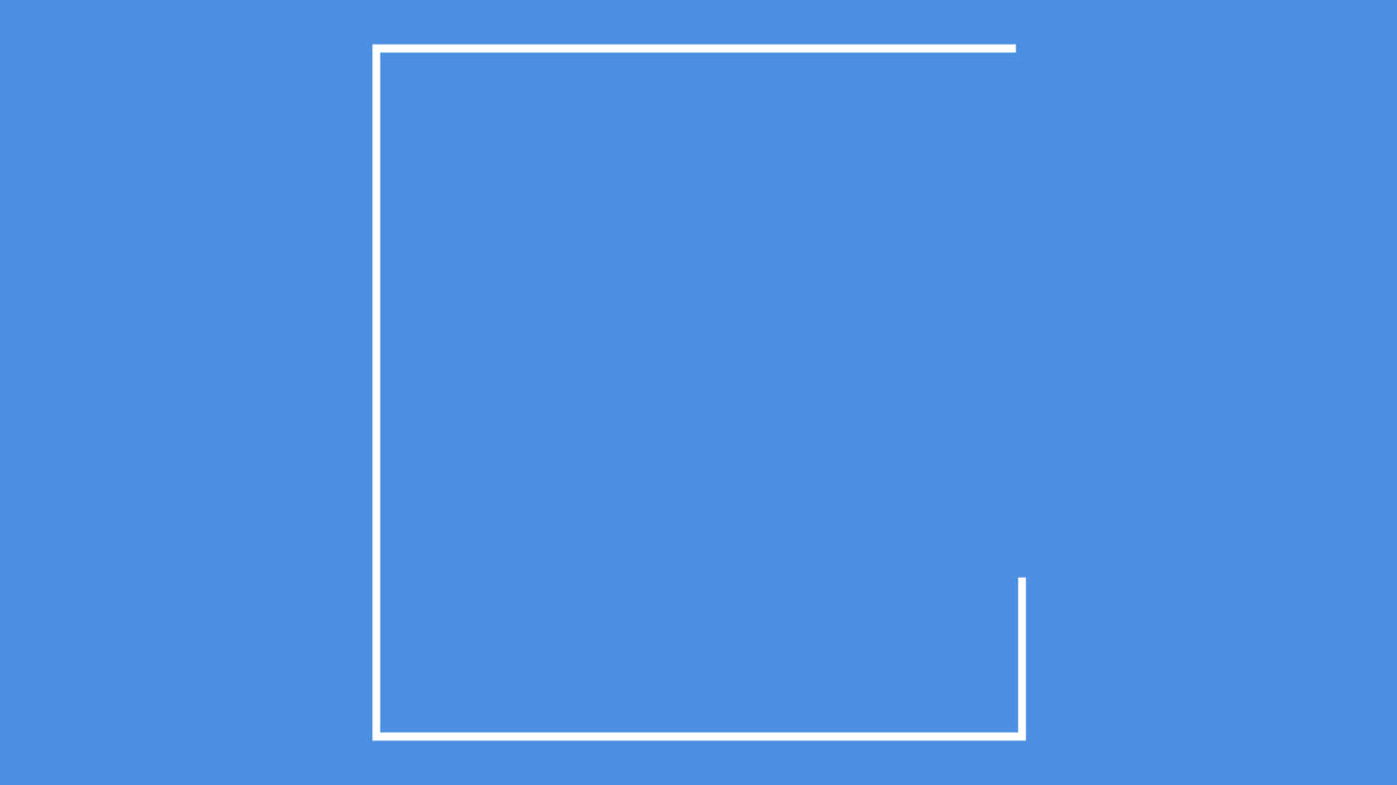 파란색 배경에 열린 직사각형을 형성하는 색 선의 애니메이션