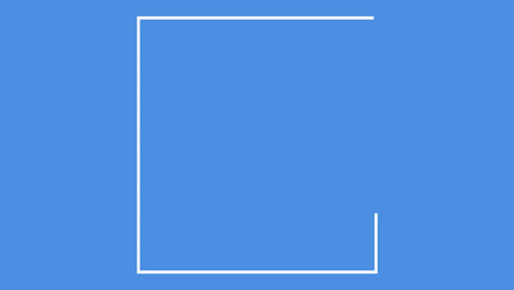 animation of white lines forming open rectangle on blue background