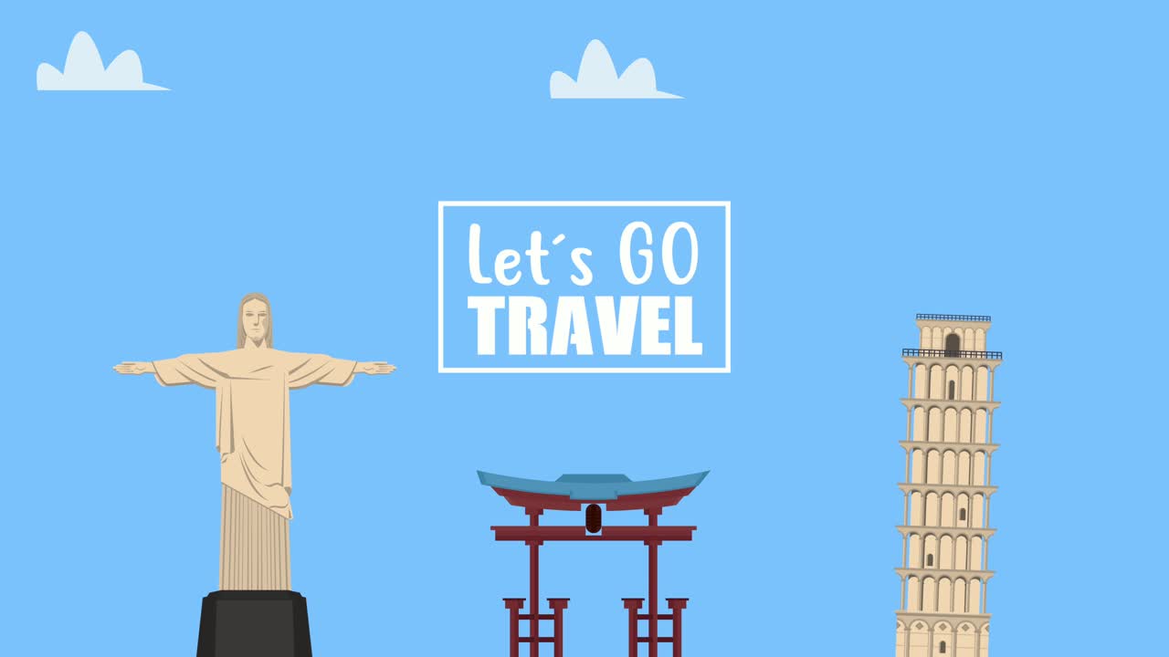 랜드마크와 함께 여행 문자 봉인