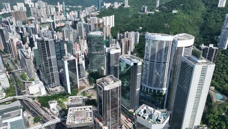 aerial view of hong kong business district in a summer day