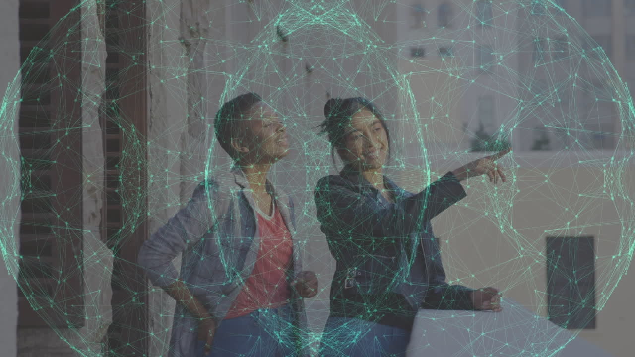 animación de la red de conexiones sobre personas de negocios en la oficina