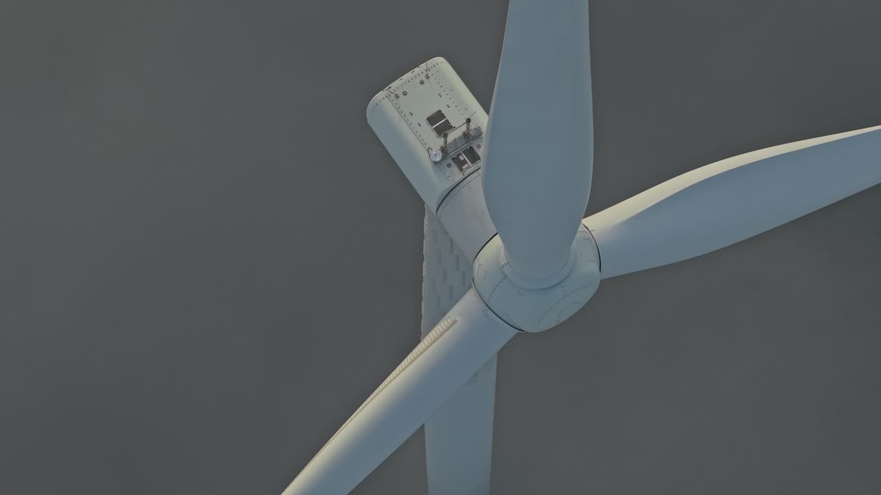 Wind turbine propeller rotating in thick fog