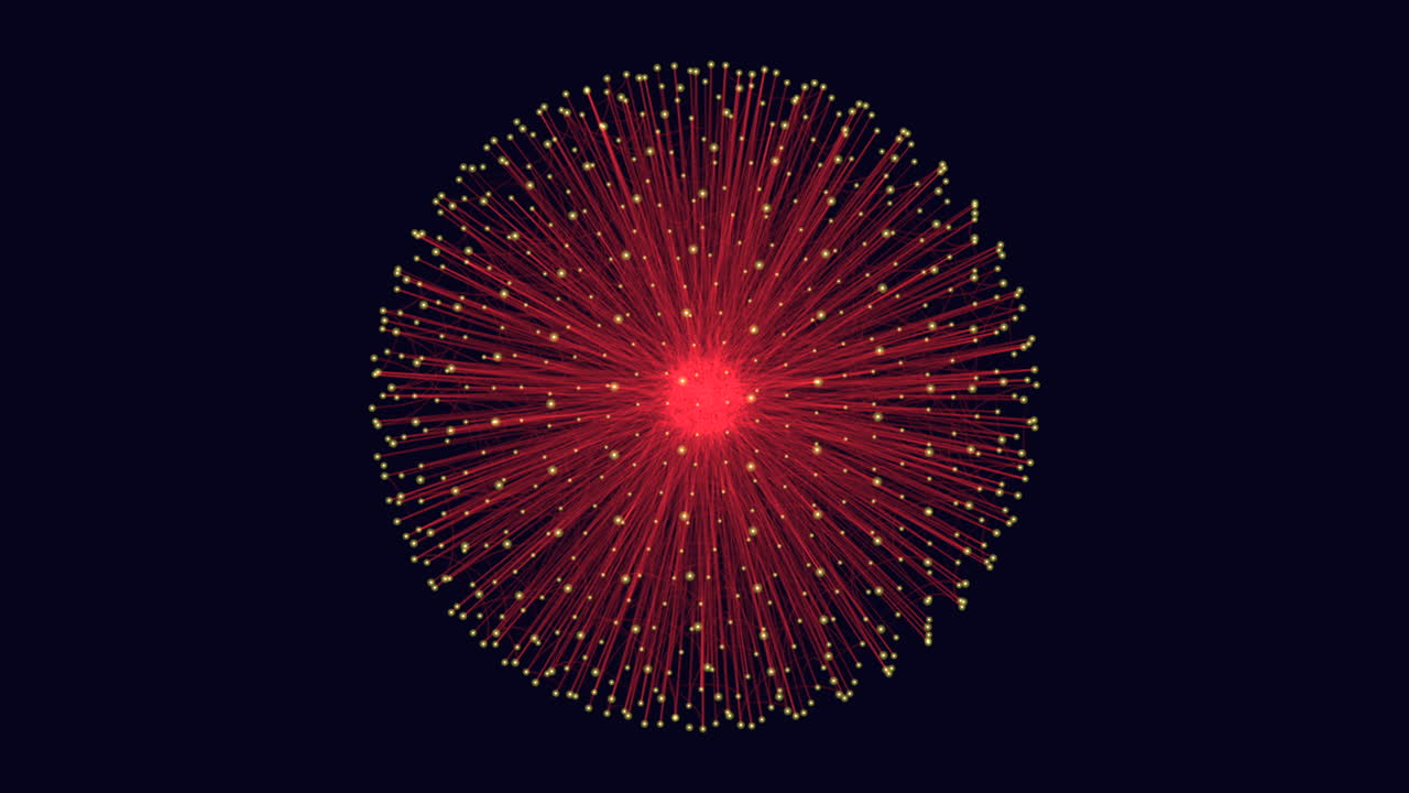 Fuoco d'artificio rosso vibrante che esplode nel cielo notturno