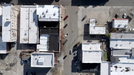 Downtown-Clarksdale,-Mississippi-with-drone-video-overhead-looking-down