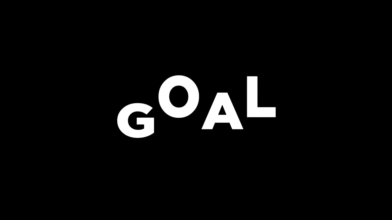 Animated GOAL Text with Shifting Letters on Black Background