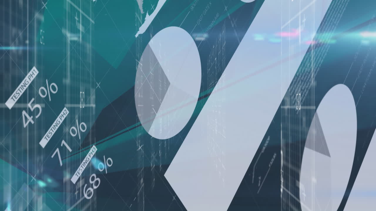 컴퓨터 서버를 통해 통계 및 데이터 처리의 애니메이션