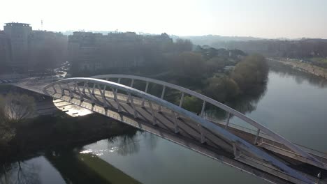 the modern ponte della musica in rome on the river tiber.