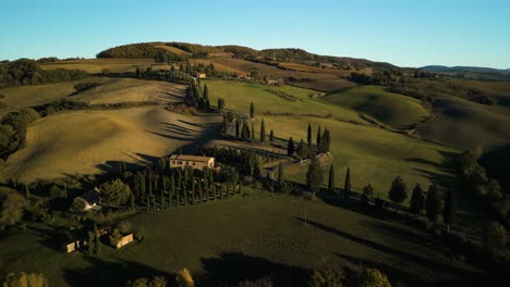 panoramic aerial overview of picturesque majestic green tuscan landscape