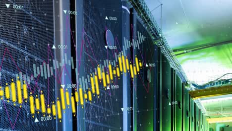 Animación-Del-Procesamiento-De-Datos-Contra-La-Sala-De-Servidores-Informáticos