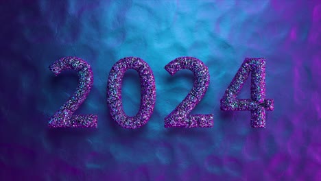 2024 glitter numbers on a neon background