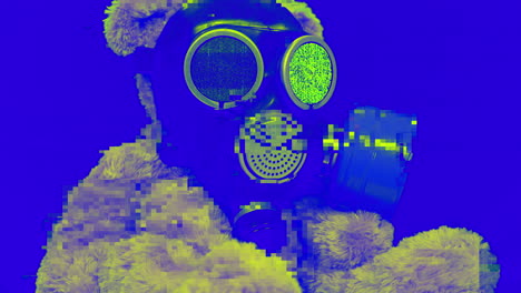 máscara de gas en un oso de peluche