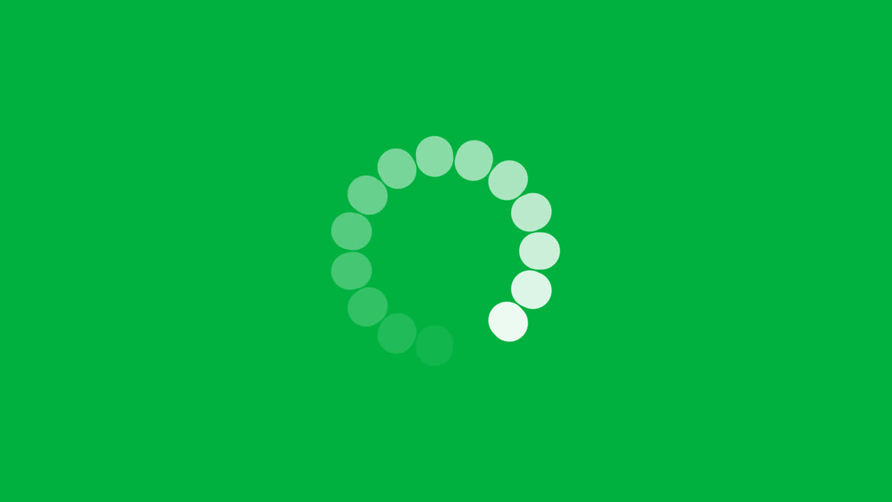 White Loading Spinner Animation on Green Screen Background