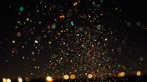 a vibrant explosion of colorful confetti in a dark night sky captivates the eyes with its playful sparkle and creates a magical atmosphere full of joy and celebration