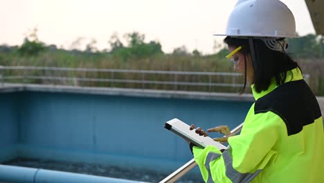 ingenieros ambientales trabajan en plantas de tratamiento de aguas residuales