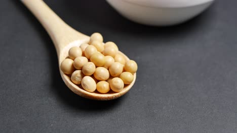 soybeans on a wooden spoon