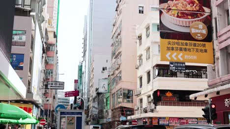 pedestrians and traffic in bustling urban environment