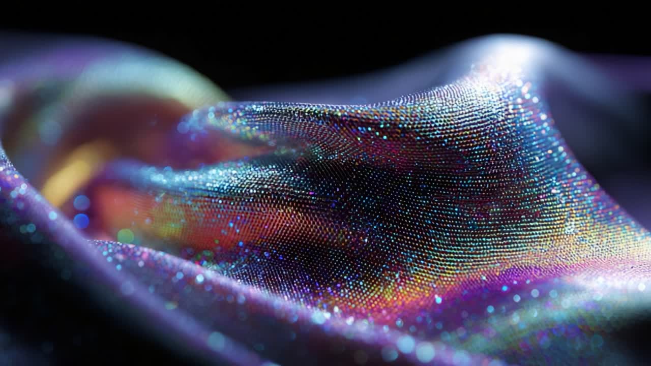 A Captivating Journey Through Luminous Textures: Exploring the Shimmering Surface of Colorful Fabric under Soft Lighting in an Abstract Display of Elegance and Beauty