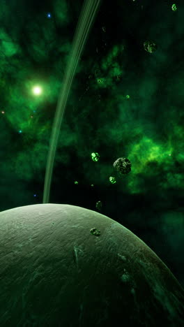 green planet in a starry sky