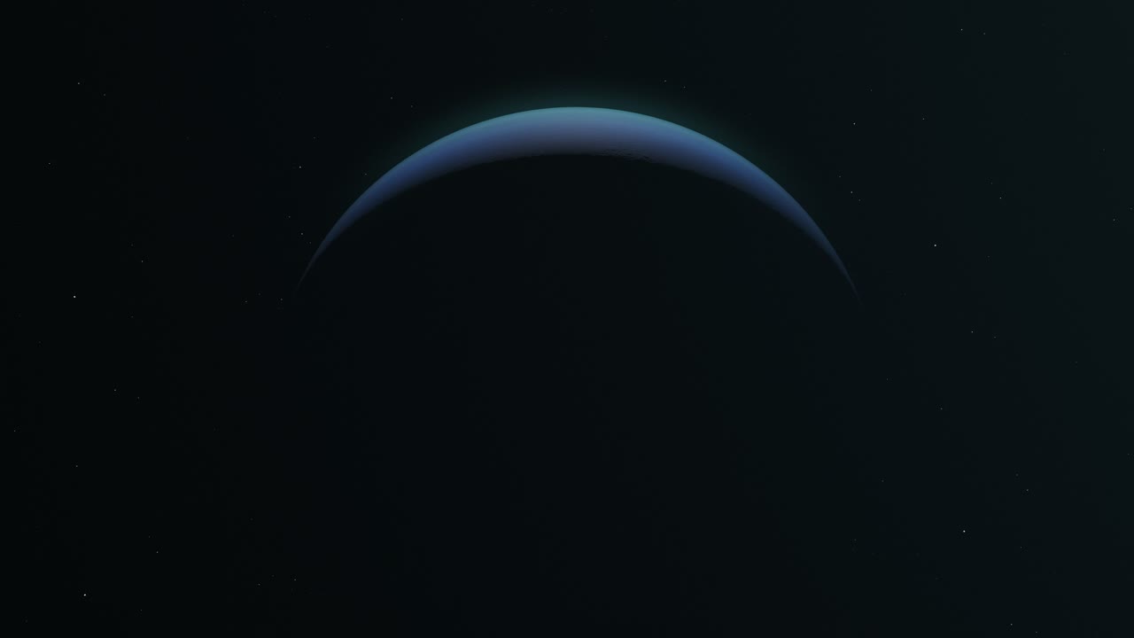 Pianeta Nettuno che si rivela lentamente nello spazio buio
