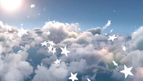 animation of falling stars over cloudy sky