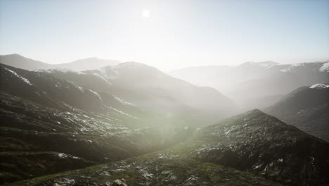 Mountains-in-Fog-at-Sunset